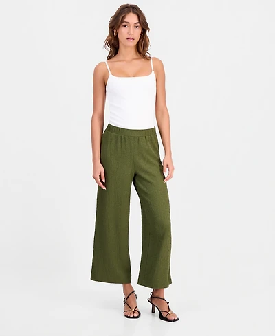 Bar Iii Women's Textured Pull On Wide-Leg Pants, Macy's Exclusive