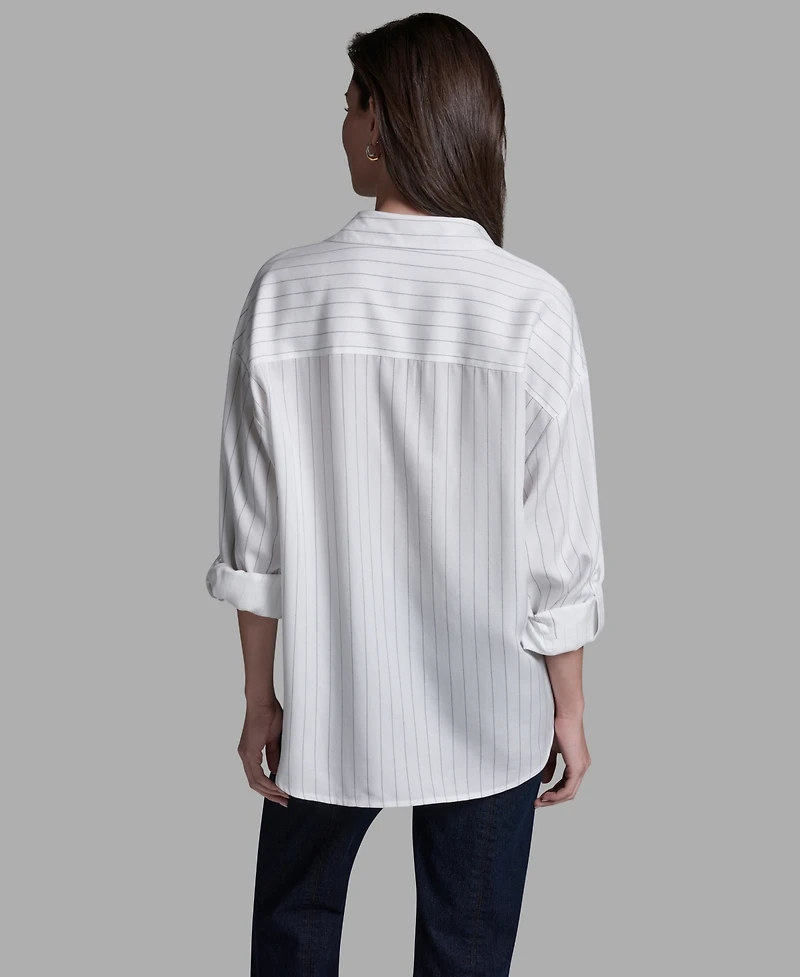 Bcbg Women's Long-Sleeve Oversized Stripe Shirt