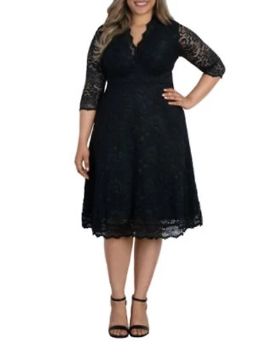 Womens Plus Size Mademoiselle Lace Cocktail Dress With Sleeves