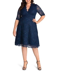 Women's Plus Mademoiselle Lace Cocktail Dress with Sleeves