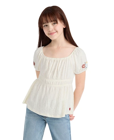 Levi's Girls' 7-16 Smocked Puff Sleeve Top
