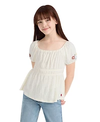 Levi's Girls' 7-16 Smocked Puff Sleeve Top