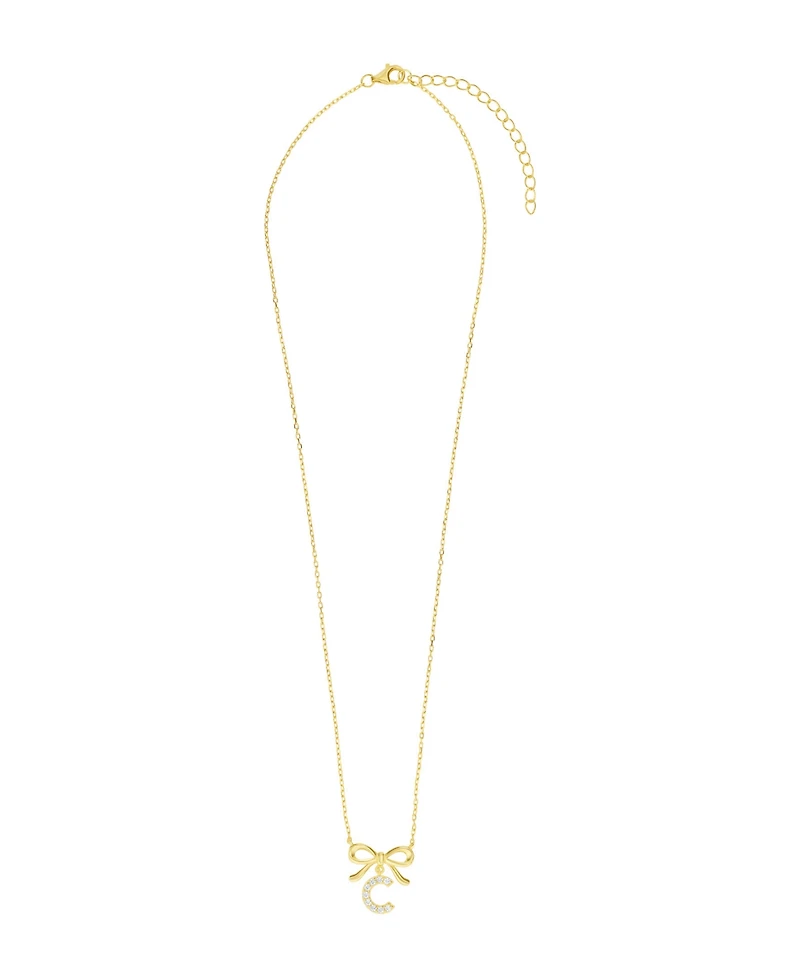 Macy's Gold Plated Bow Initial Necklaces