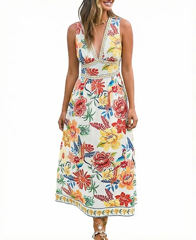 Cupshe Women's Sabrina Tropical Maxi Beach Dress