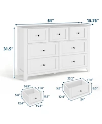 gaomon Modern 7 Drawer Dresser for Bedroom,Dressers with Large Storage,Handleless Chest of Drawers Tv Stand