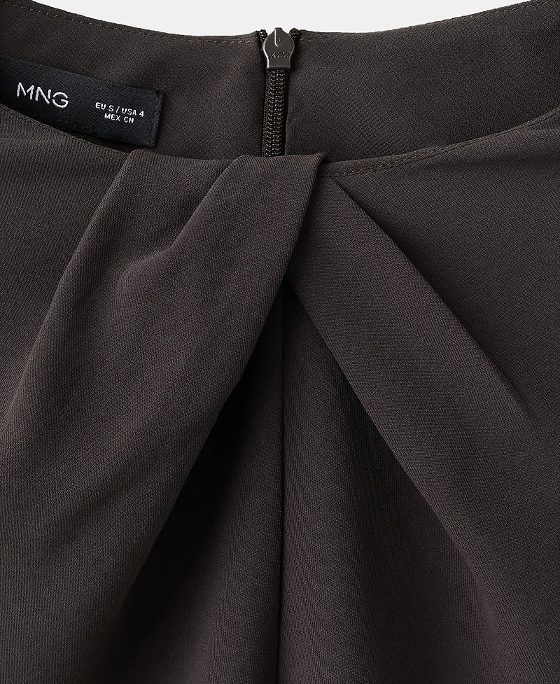 Mango Women's Draped Neck Long-Sleeved Dress