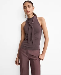 Mango Women's Halter-Neck Knitted Top