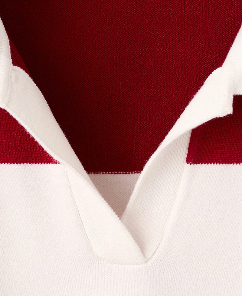Mango Women's Striped Polo-Neck Sweater