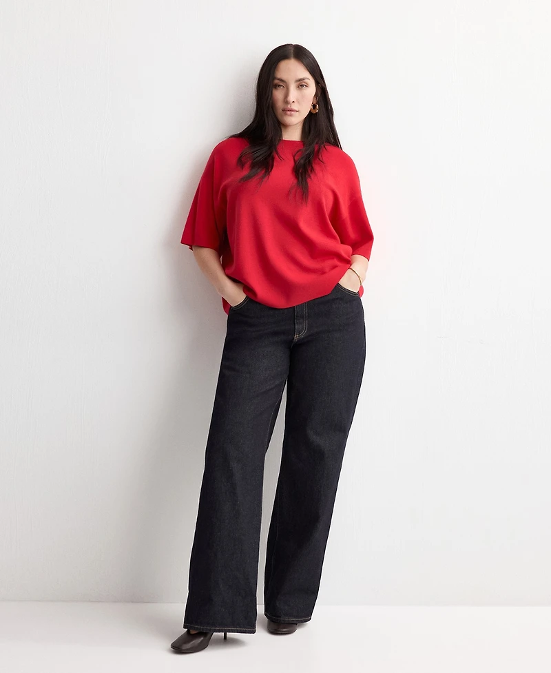 Mango Women's Oversize Short Sleeve Sweater