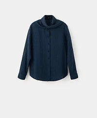 Mango Women's Tie Neck Collar Striped Blouse