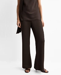 Mango Women's Satin Straight-Fit Pants