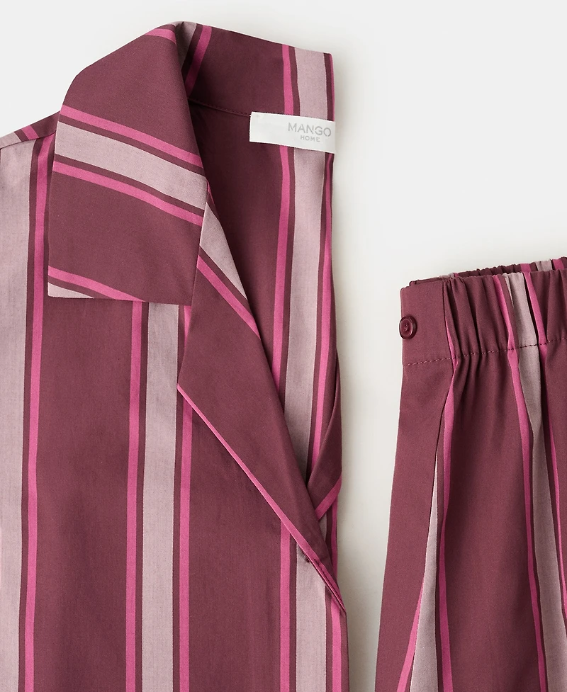 Mango Women's Short-Sleeve Striped Pajama Shirt