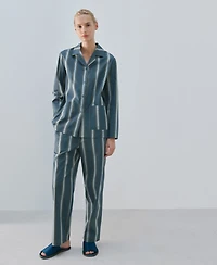 Mango Women's Long Sleeve Striped Pajama Top