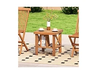 Slickblue Small Space Outdoor Side Table with Built-In Storage Shelf