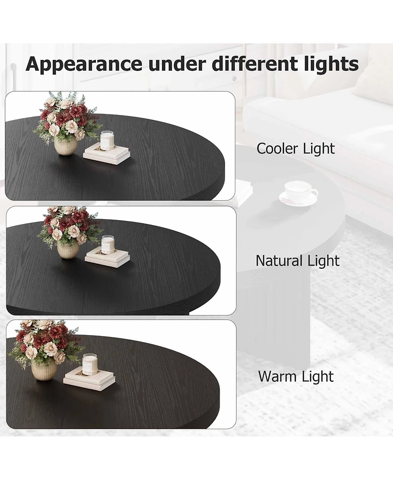 gaomon Round Coffee Table, Coffee Table for Living Room, Wood Center Table, Small Space