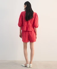 Mango Women's Floral Embroidered Blouse