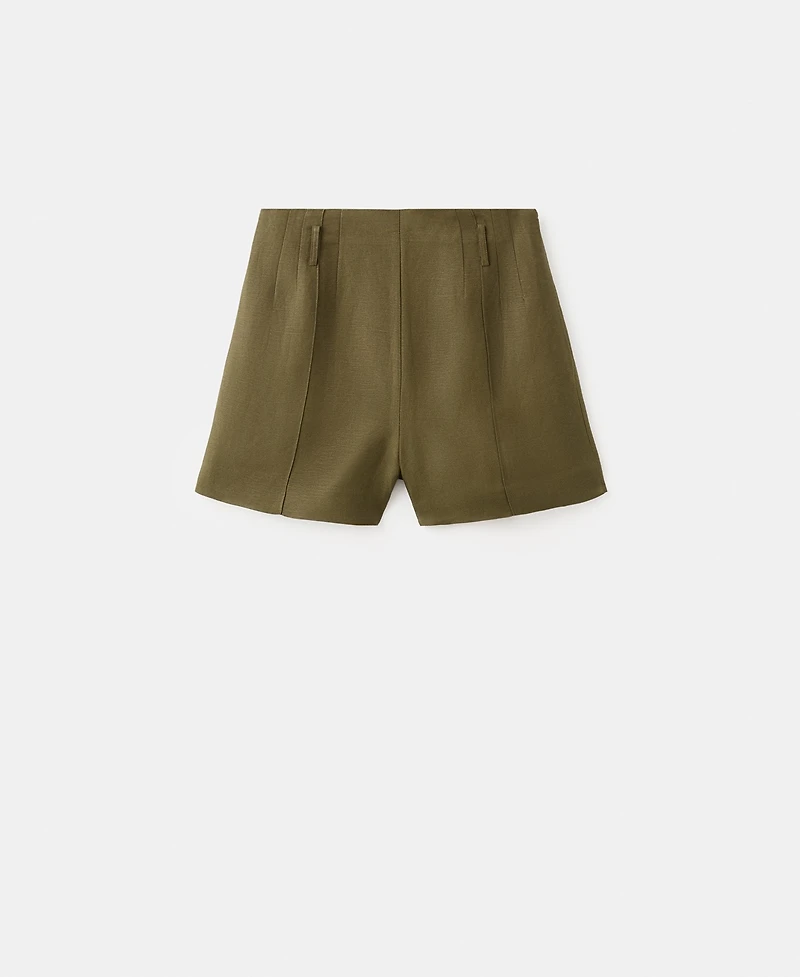 Mango Women's High-Waist Linen Shorts