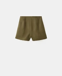 Mango Women's High-Waist Linen Shorts