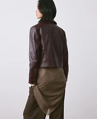 Mango Women's Buttoned Leather Jacket