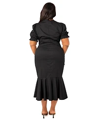 Buxom Couture Plus Ruched Fishtail Midi Dress