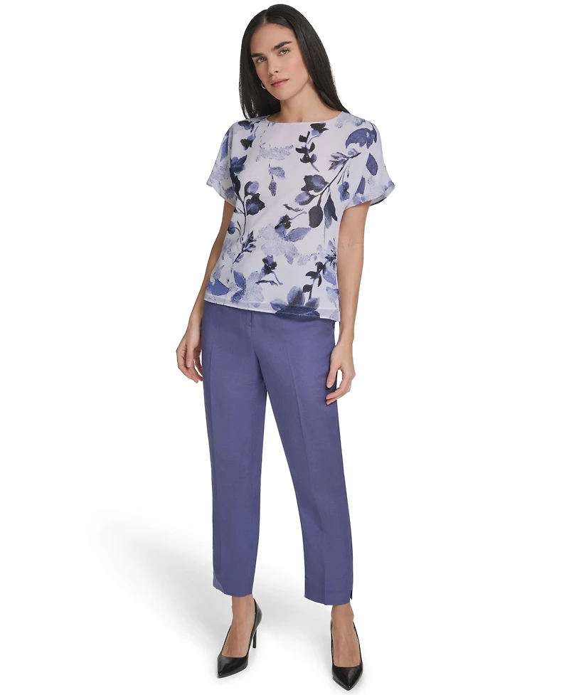 Calvin Klein Petite Crew Neck Short-Sleeve Top