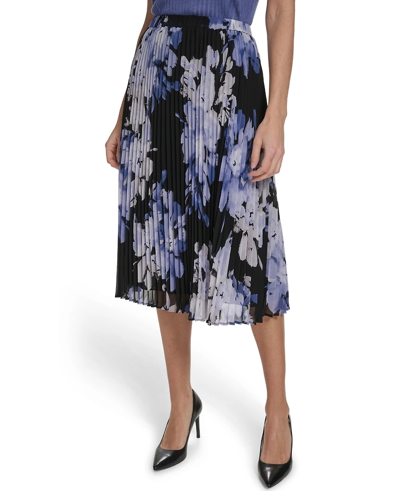 Calvin Klein Petite Pleated A-Line Midi Skirt