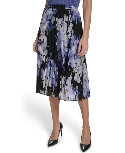 Calvin Klein Petite Pleated A-Line Midi Skirt