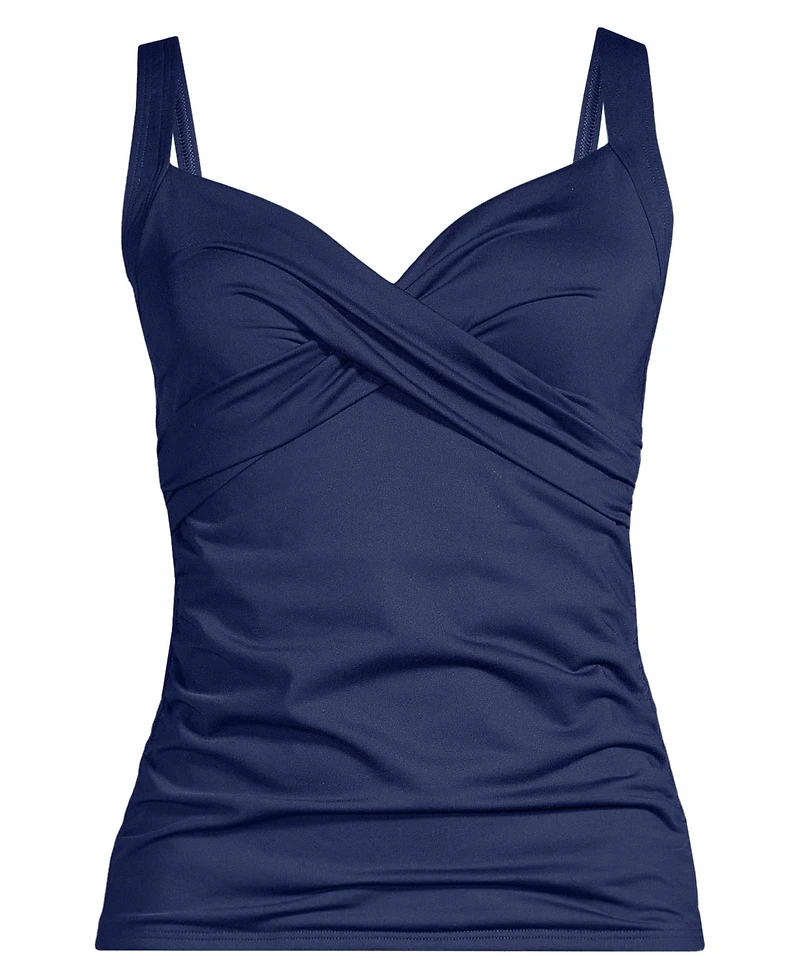 Lands' End Women's Ddd-Cup V-Neck Wrap Underwire Tankini Swimsuit Top Adjustable Straps