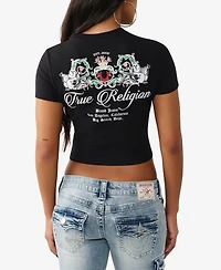 True Religion Women's Crystal Buddha Baby T-Shirt