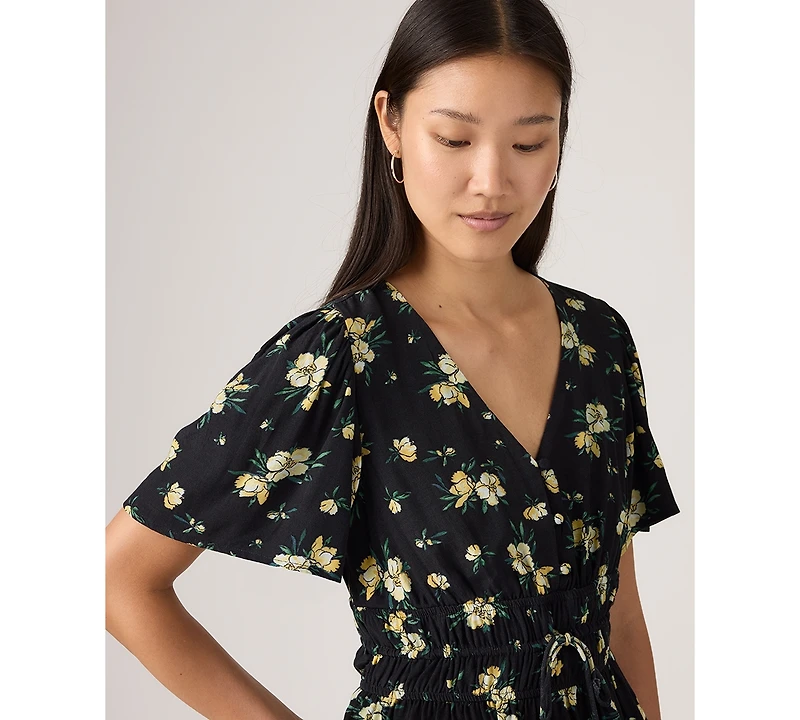 Levi's Women's V-Neck Floral-Print Short-Sleeve Blouse