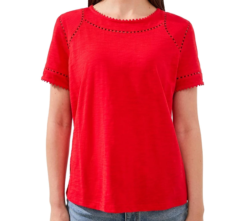 Tribal Women's Lace Detail Short-Sleeve Top
