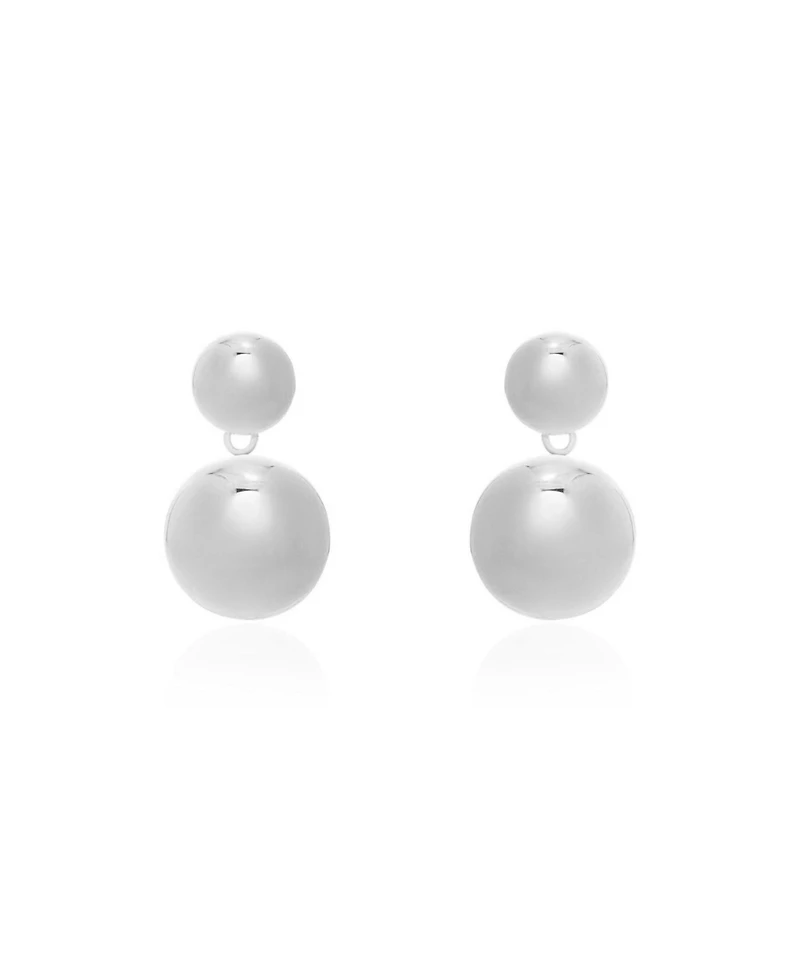 The Lovery Puffy Round Drop Earrings Sterling Silver