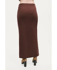 Nocturne Women's Embellished Ribbed Knit Maxi Skirt