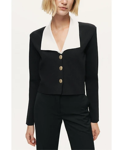 Nocturne Women's Contrast Collar Knit Cardigan