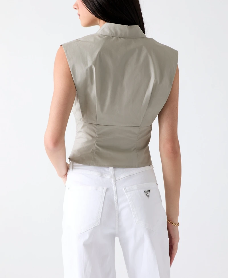 Guess Women's Cherry Collared Sleeveless Top