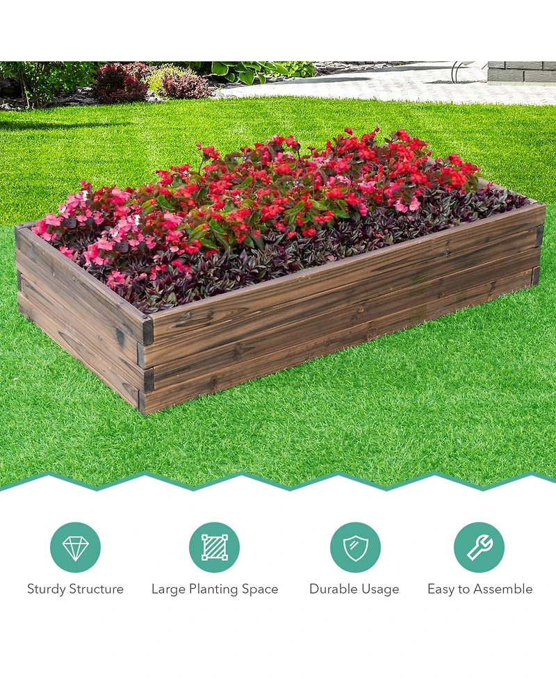 Gymax Wooden Raised Garden Bed Kit - Elevated Planter Box For Growing Herbs Vegetable