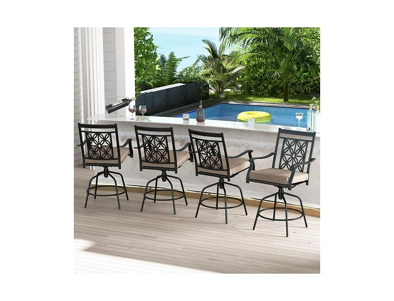 Slickblue 2-Piece Outdoor Swivel Bar Stool Set with Padded Cushions