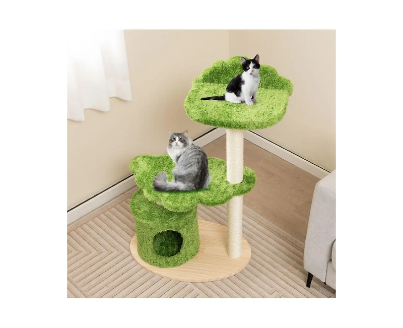 Aostirmotor Indoor Cat Tree with Sturdy Supporting Frame, Cute Design for Climbing & Perching