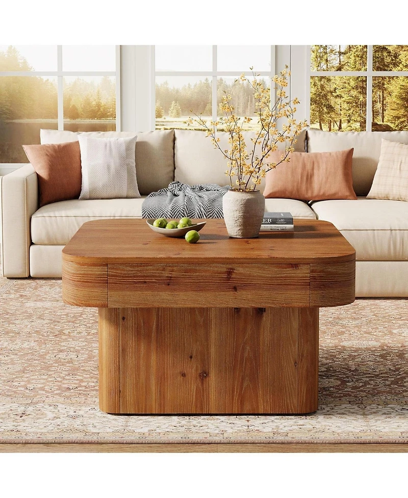 Tribesigns 31.5'' Solid Wood Coffee Table, Farmhouse Square Coffee Table