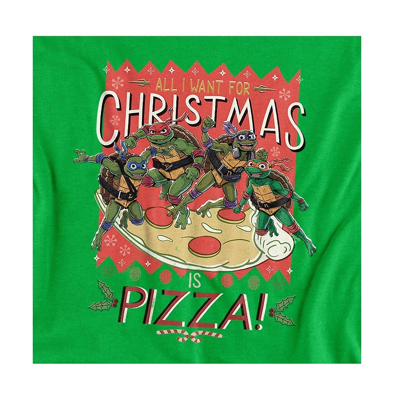 Teenage Mutant Ninja Turtles Men's Mayhem All I Want For Christmas Is Pizza T-Shirt