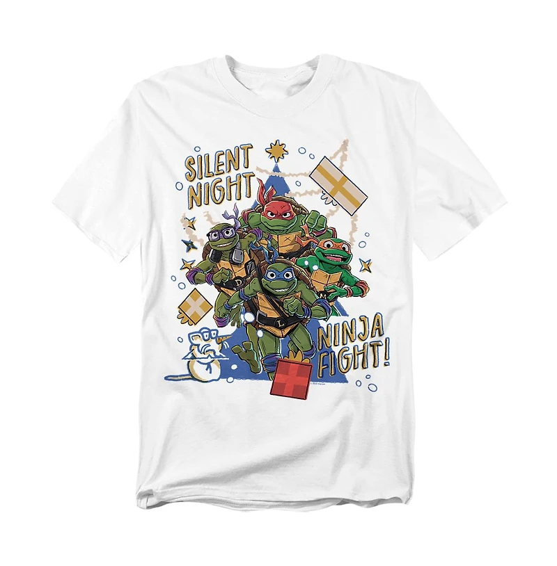 Teenage Mutant Ninja Turtles Men's Mayhem Christmas, Silent Night, Ninja Fight T-Shirt