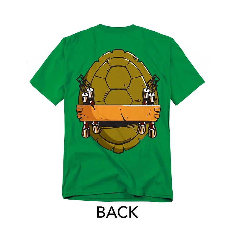Teenage Mutant Ninja Turtles Men's 2012 Michelangelo Shell Front Back T-Shirt