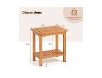 Slickblue Acacia Wood Patio Side Table with Slatted Top and Storage Shelf