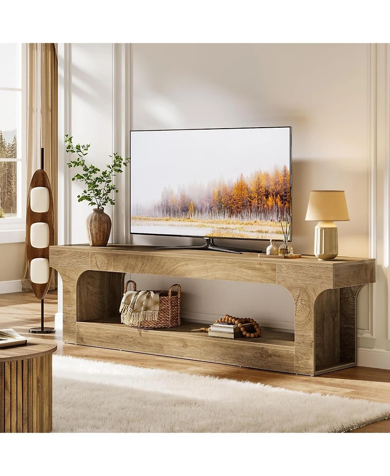 Tribesigns 63-Inch Tv Stand for 55/60/65/75-Inch Tvs, Farmhouse TV Console, Entertainment Center Television Stand