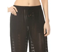 Raviya Women's Crochet Pull-On Cover-Up Pants