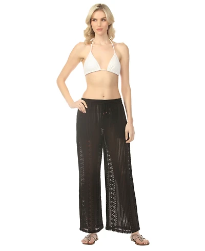 Raviya Women's Crochet Pull-On Cover-Up Pants