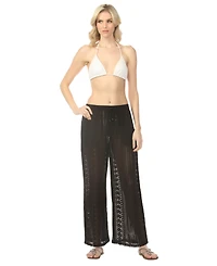 Raviya Women's Crochet Pull-On Cover-Up Pants