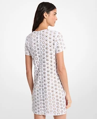 Michael Kors Women's Crochet Crewneck A-Line Mini Dress