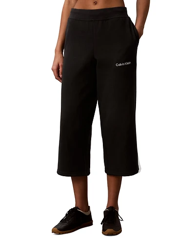 Calvin Klein Performance Women's Brushed Cropped Wide-Leg Sweatpants