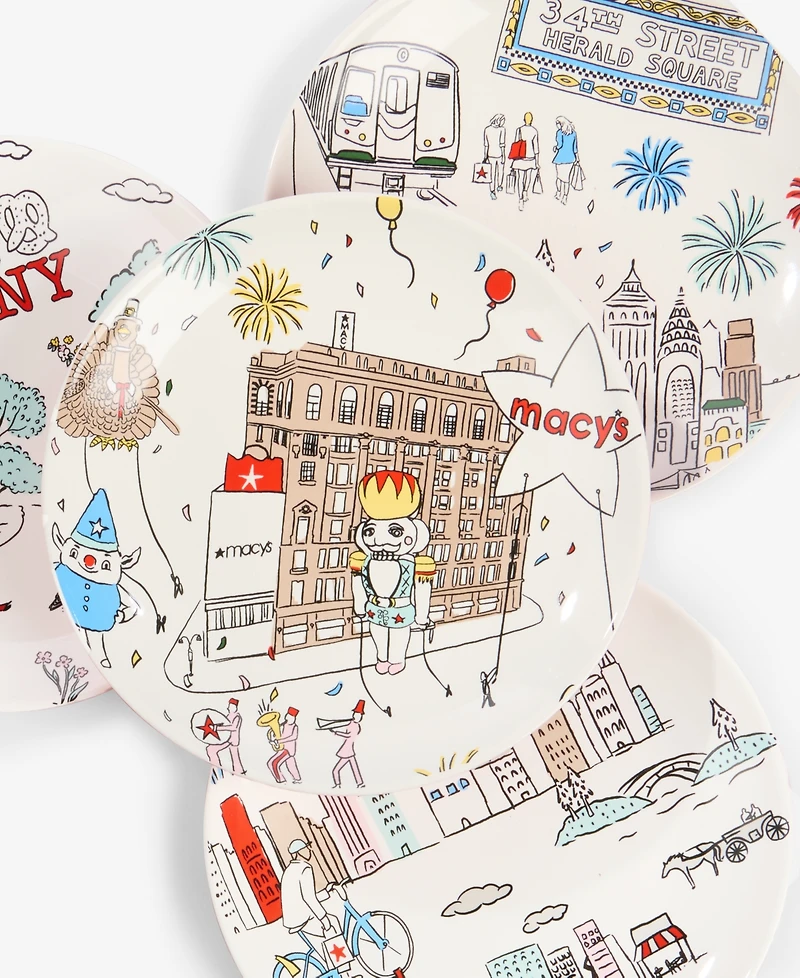 Macy's Graphic Stoneware Appetizer Plates, Set of 4, Macy's Exclusive